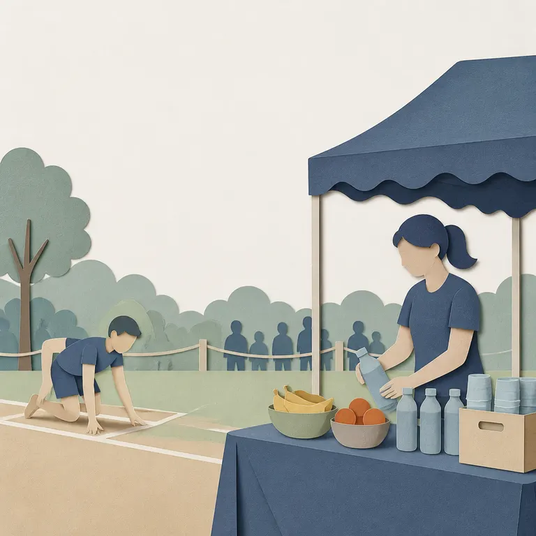 Helferschichten so planen, dass niemand gleichzeitig am Start und an der Ausgabe steht – Illustration